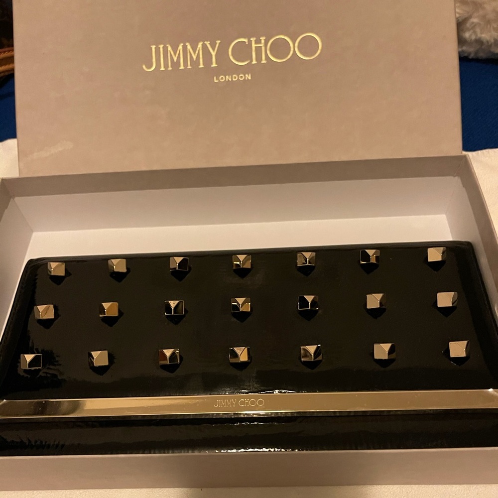 Jimmy Choo black patent leather clutch
